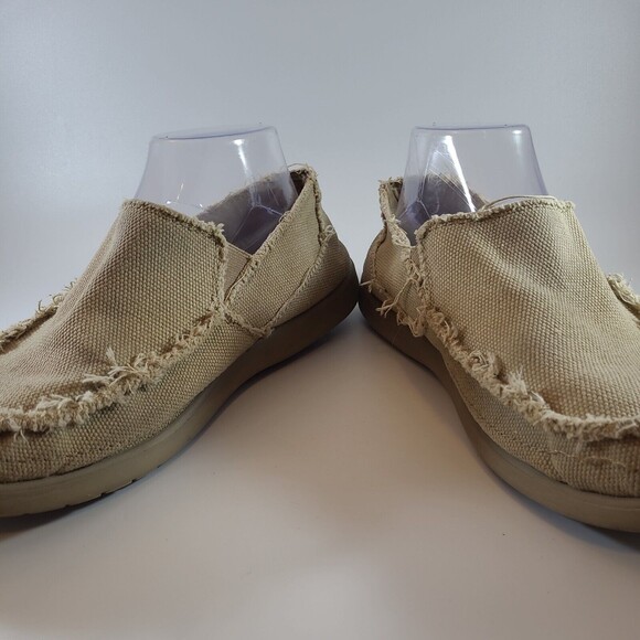 Crocs Santa Cruz Canvas Slip-On Shoes Loafers Men's 9 Tan Khaki Distressed Vibe - Picture 3 of 10